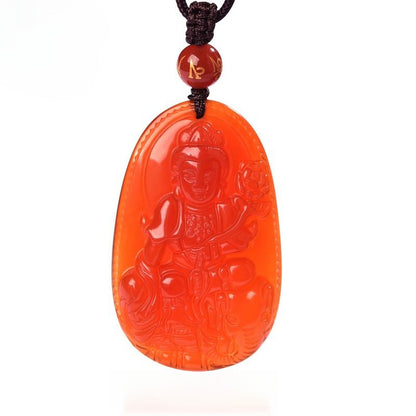 Natural Red Agate Zodiac Guardian Necklace