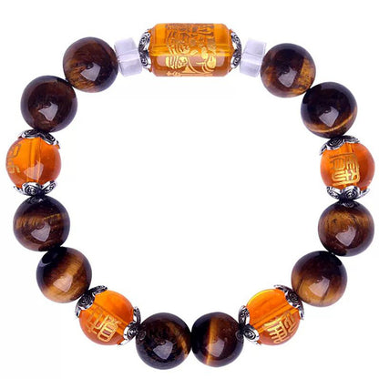 7A grade natural tiger eye stone yellow crystal bracelet