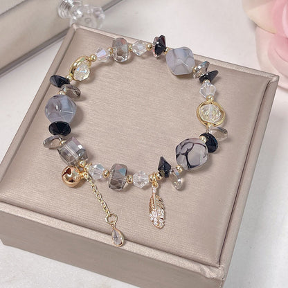 Irregular Crystal and Agate Bead Bell Bracelet