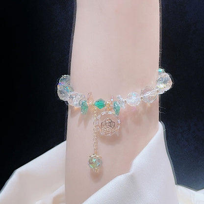 Crystal Rose Flower Pendant Bracelet