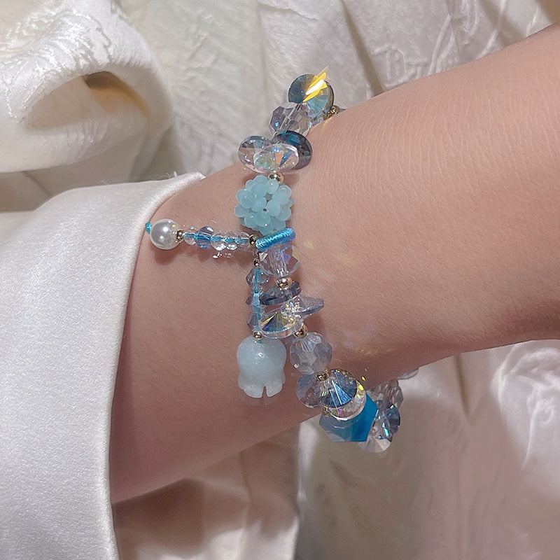 Original Heavy Duty Lily Flower Tassel Bracelet for Women with High-end Crystal Agate Beads