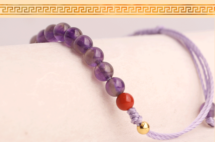 Natural Amethyst Knitted Hand Rope Purple Bracelet