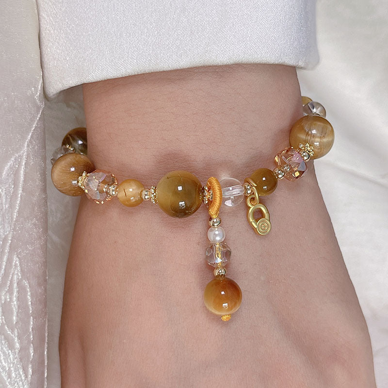 Vintage Tiger Eye Bead Bracelet for Women