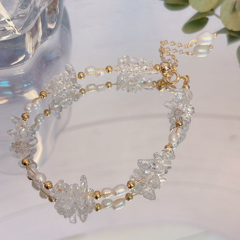 Crystal Pearl Bracelet Handmade Boho Style