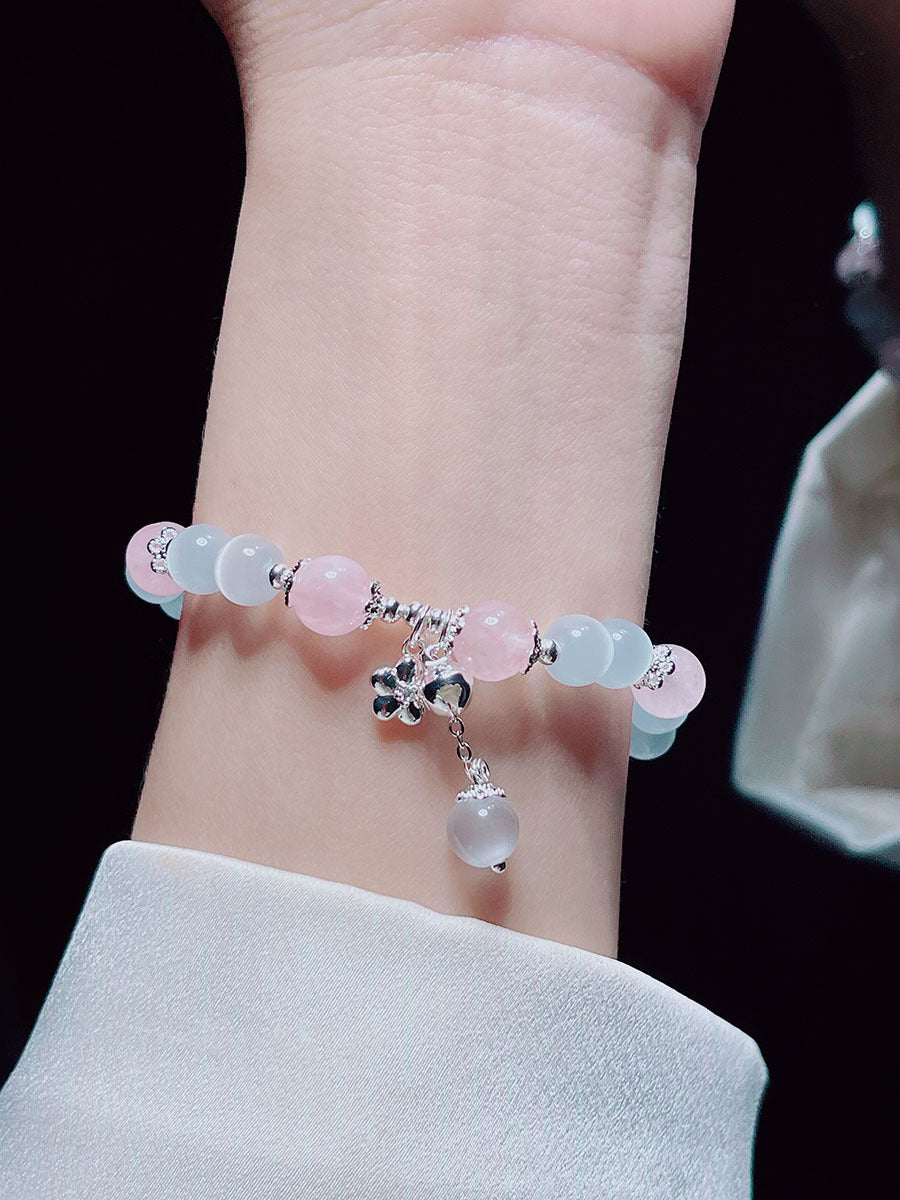 Sweet and Fresh Ins Style Pink Crystal Blue Stone Moon Star Fish Tail Bracelet