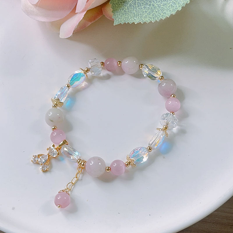 Cute Crystal Bracelet with Star and Flower Charms