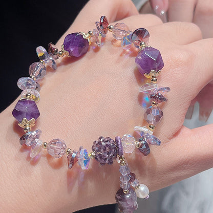 Original Heavy Duty Lily Flower Tassel Bracelet for Women with High-end Crystal Agate Beads