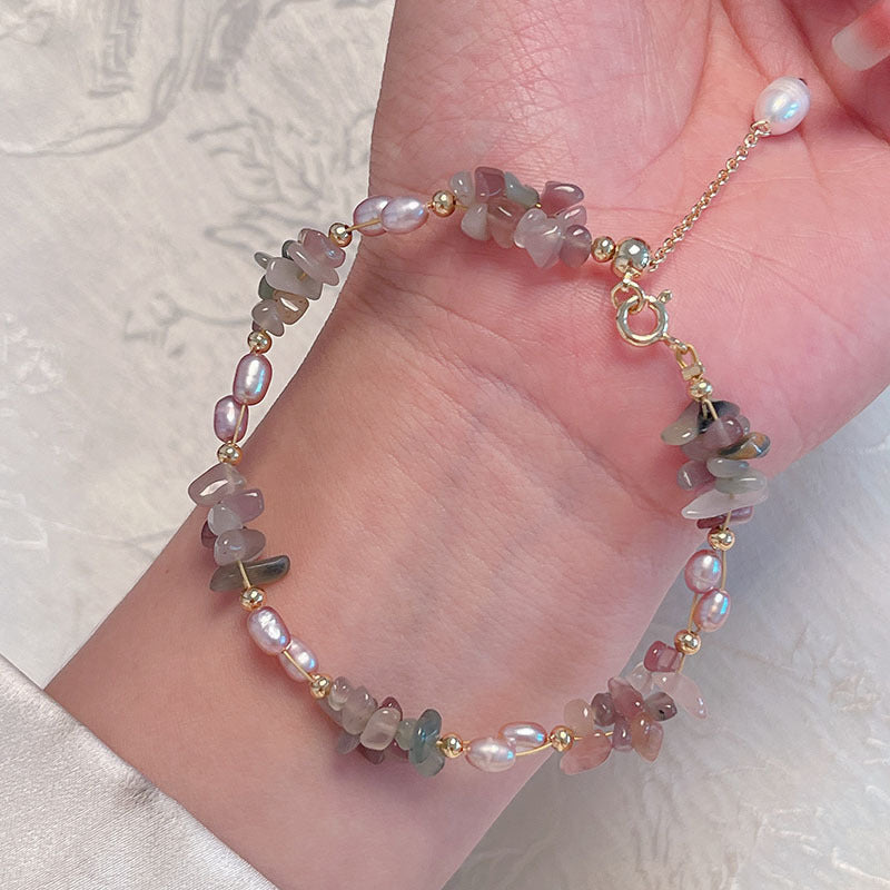 Crystal Pearl Bracelet Handmade Boho Style