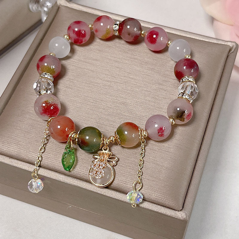 Colorful Natural Stone Crystal Pearl Bracelet Set for Fashionable Girls