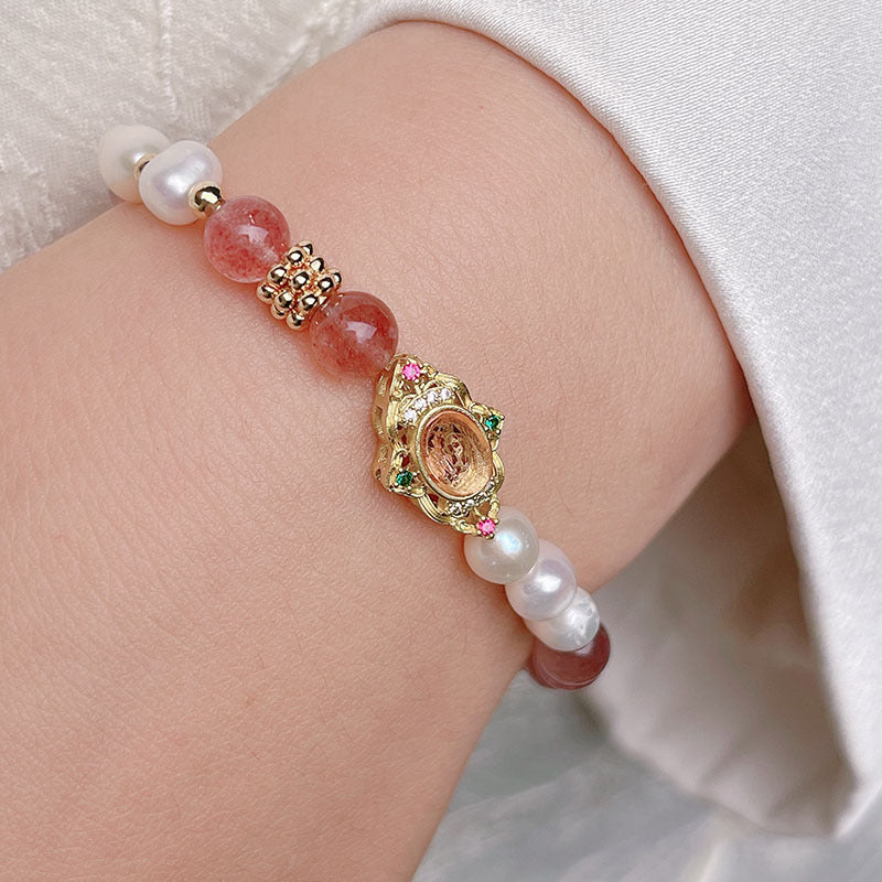 Simple and Luxe Pearl Bracelet with Small Colorful Gems