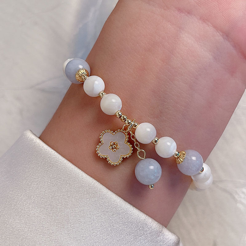 Natural White Butterfly Shell Flower Bellflower Bracelet