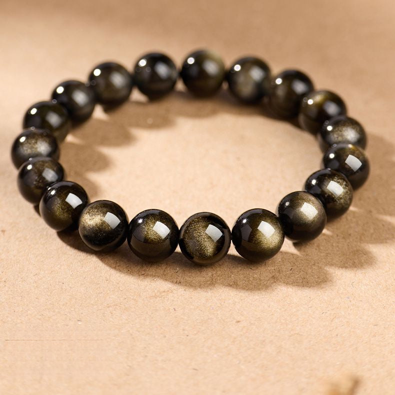 Black Gold Obsidian Transport Cat's Eye Stone Fortune Bracelet Fortune