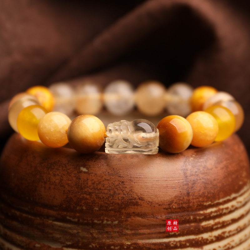 Earth Elemental-Yellow Jade Natural Crystal Bracelet