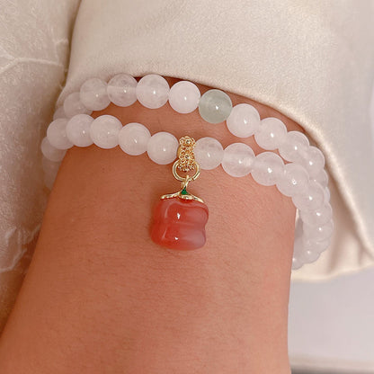 Amethyst Multi-loop Bracelet White Jade Persimmon Pendant Lucky Feng Shui Accessories