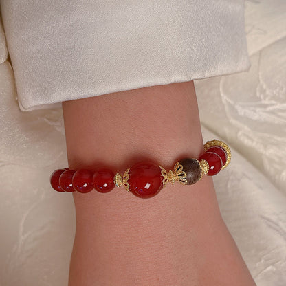 New Year Red Agate Beaded Bracelet