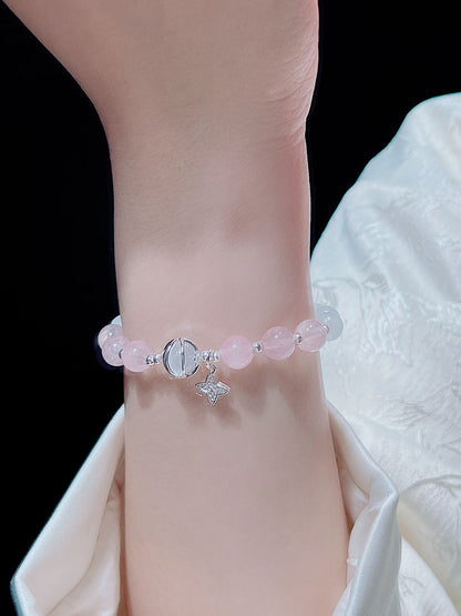 Sweet and Fresh Ins Style Pink Crystal Blue Stone Moon Star Fish Tail Bracelet