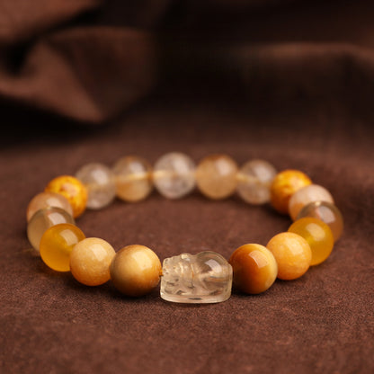 Earth Elemental-Yellow Jade Natural Crystal Bracelet