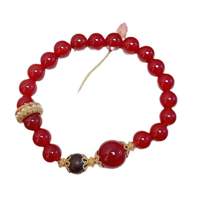 New Year Red Agate Beaded Bracelet