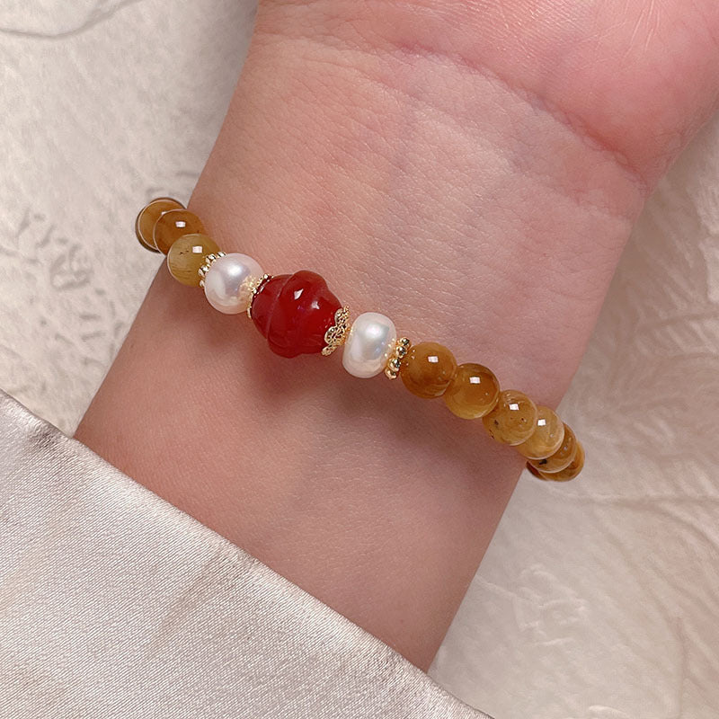 Natural Tiger Eye Crystal Bracelet with Cloud Pattern