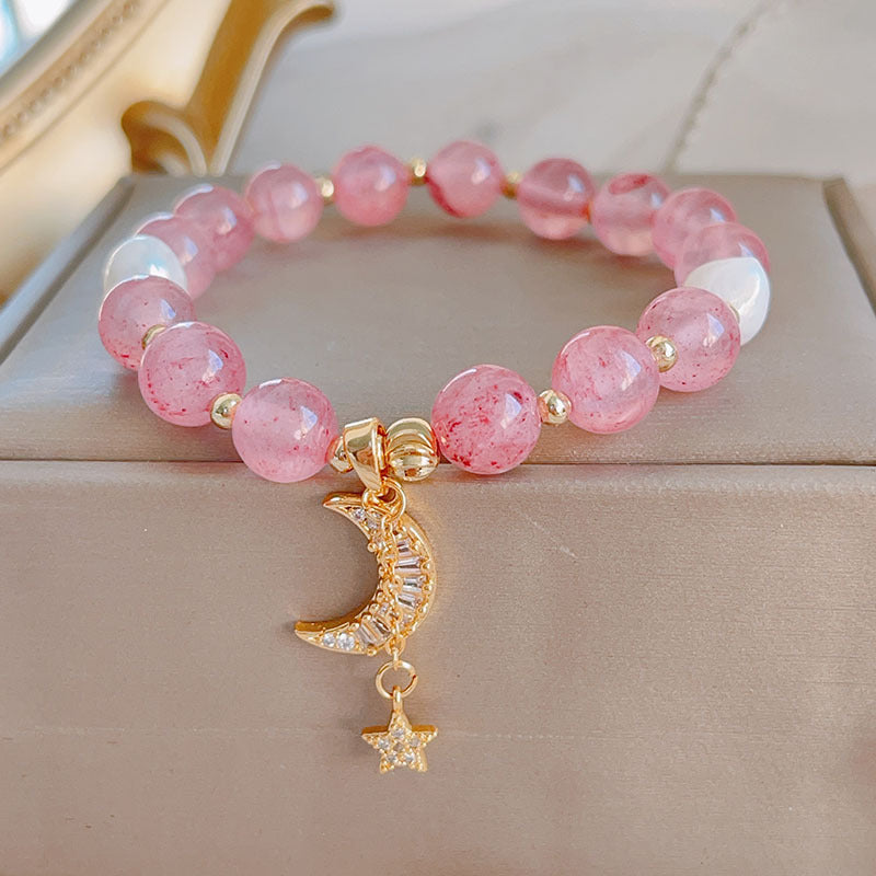 Natural Stone Moon and Star Layered Bracelet