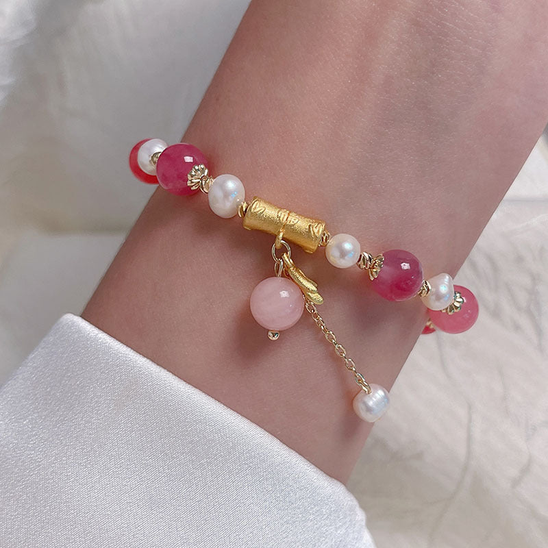 Colorful Beaded Bracelet with Sweet Delicate Charm