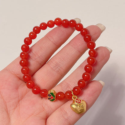 Red Agate Beaded Bracelet for New Year