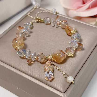 Colorful Natural Stone Crystal Pearl Bracelet Set for Fashionable Girls