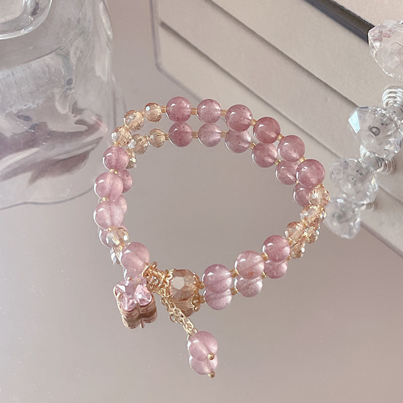 Natural Crystal Fox Lucky Clover Bracelet