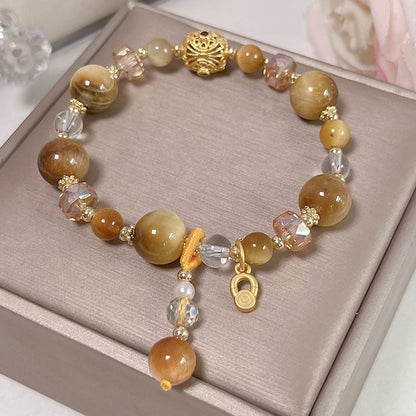 Vintage Tiger Eye Bead Bracelet for Women