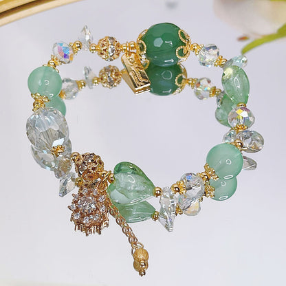 Fresh and Sweet Flower Bracelet with Zircon Inlay