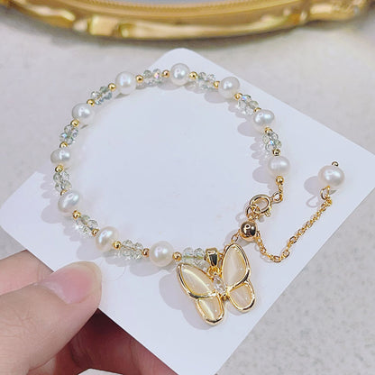 Cat's Eye Stone Butterfly Bracelet for Women