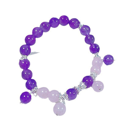 Natural Amethyst Beaded Bracelet with Silver Accents