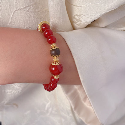 New Year Red Agate Beaded Bracelet