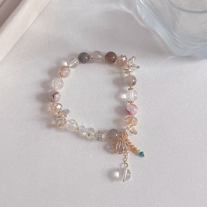 Crystal Bracelet with Shell Tassel Pendant