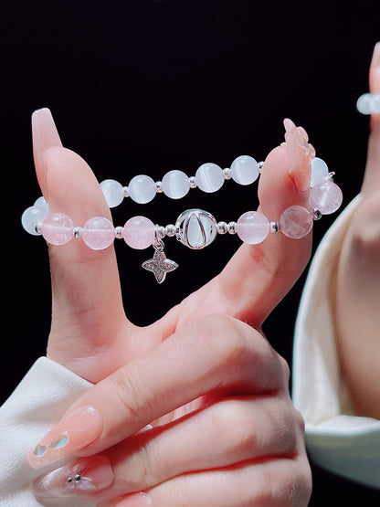 Sweet and Fresh Ins Style Pink Crystal Blue Stone Moon Star Fish Tail Bracelet