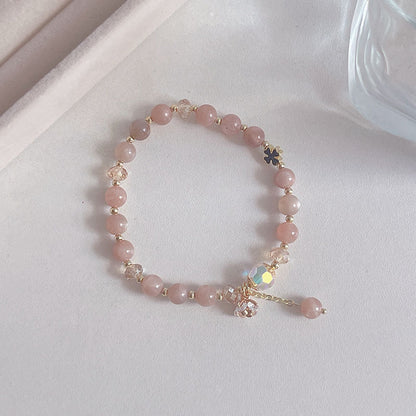 Natural Crystal Fox Lucky Clover Bracelet