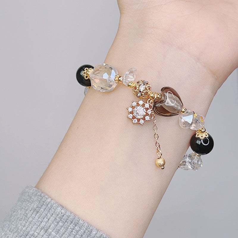 Fresh and Sweet Flower Bracelet with Zircon Inlay