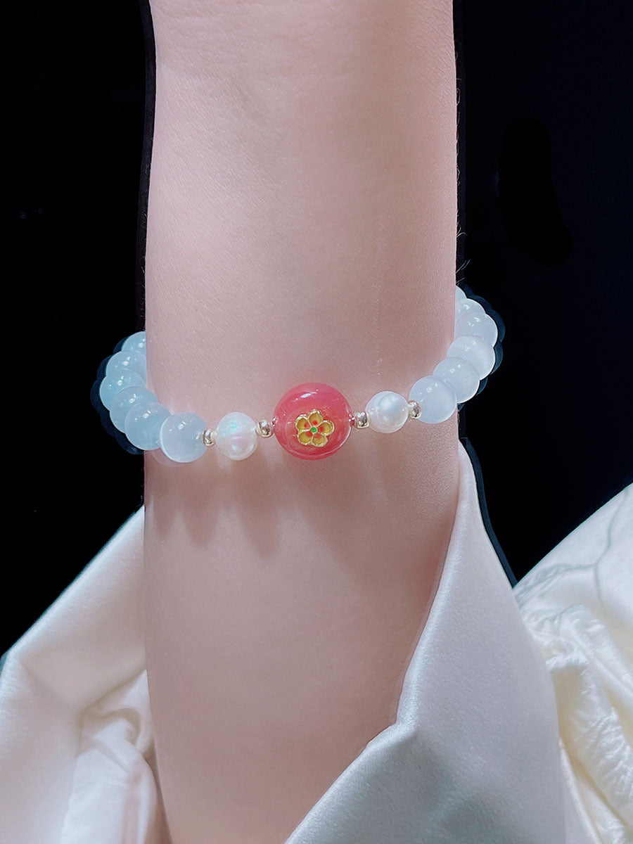 Chinese Style Women's Bracelet with Crystal Cat Eye Gourd Lucky Charm