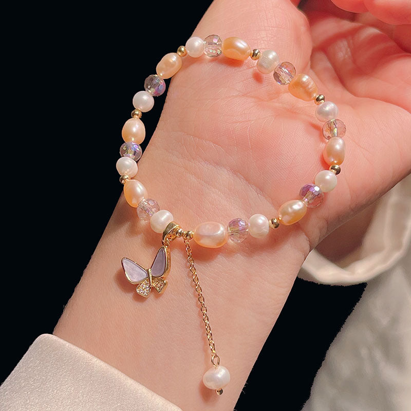 Freshwater Pearl Butterfly Bracelet Colorful Butterfly Bracelet