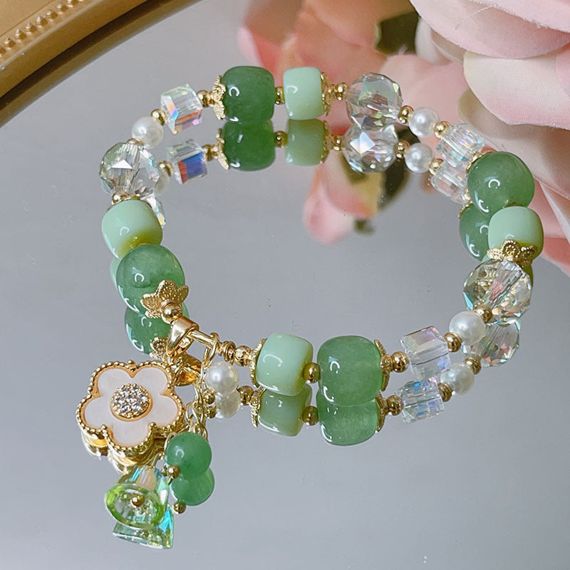 Spring/Summer Flower Bracelet with Natural Stone Crystal for Women