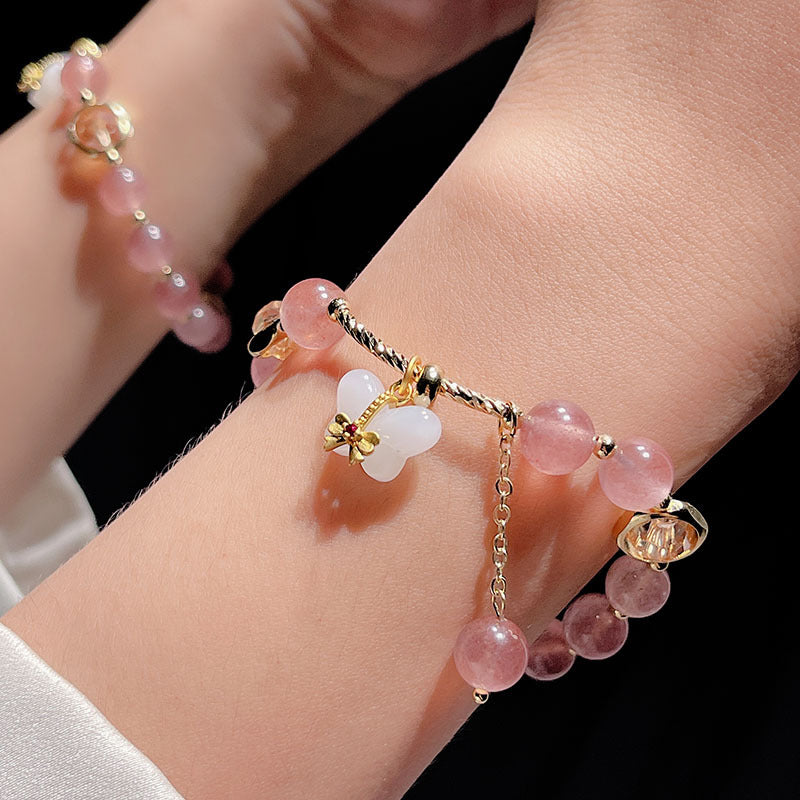 Colorful Crystal Strawberry Crystal Yellow Crystal Butterfly Bracelet