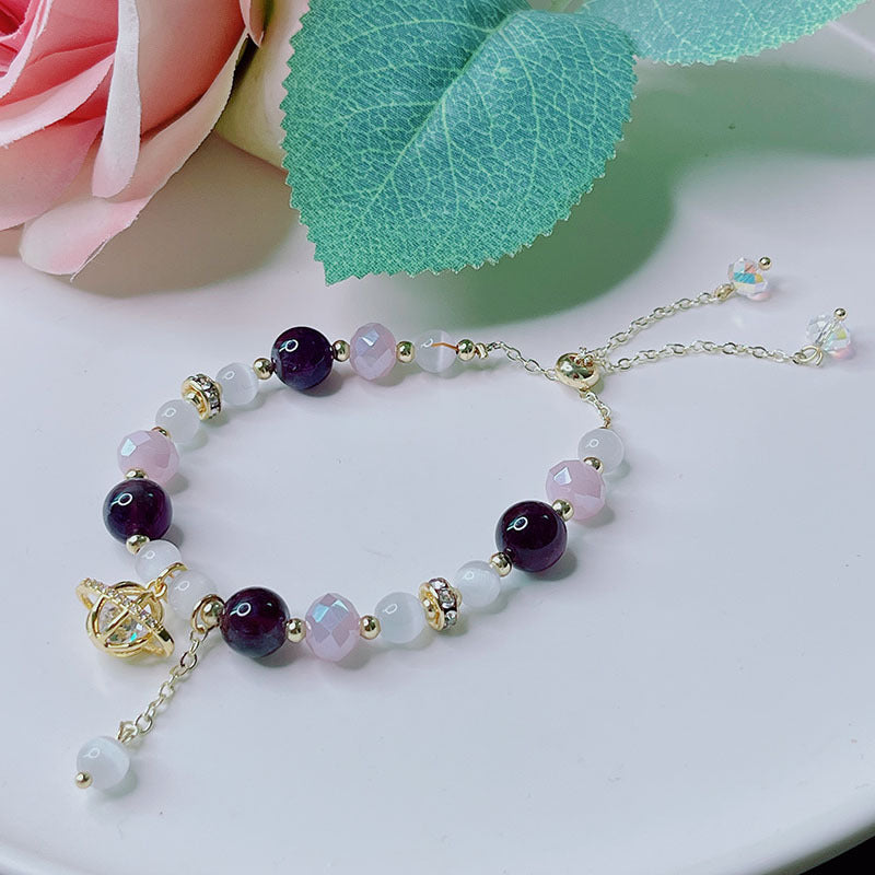 Cute Crystal Bracelet with Star and Flower Charms