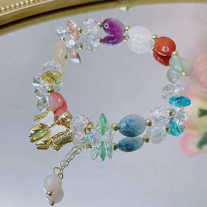 Cute Crystal Bracelet with Star and Flower Charms