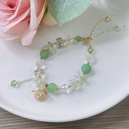 Cute Crystal Bracelet with Star and Flower Charms