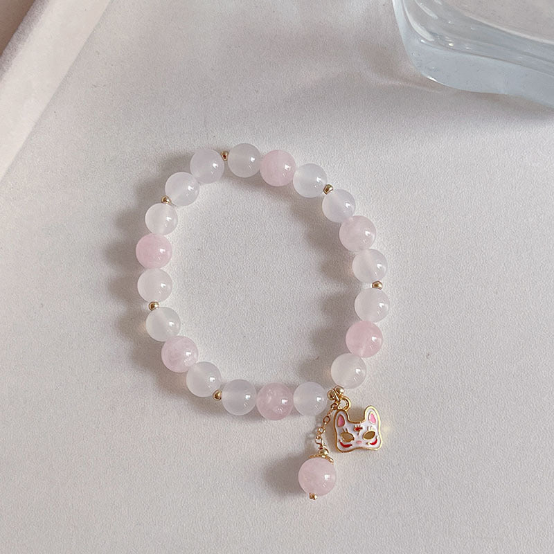 Fox Mask Pink Crystal Bracelet