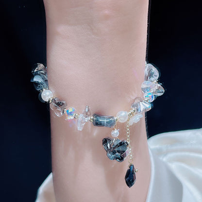 Crystal Glass Bead Butterfly Flower Bracelet