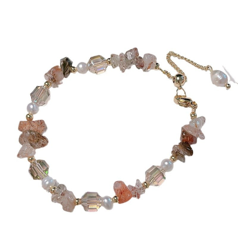 Freshwater Pearl Crystal Bracelet with Gold Plated Pull-out Design