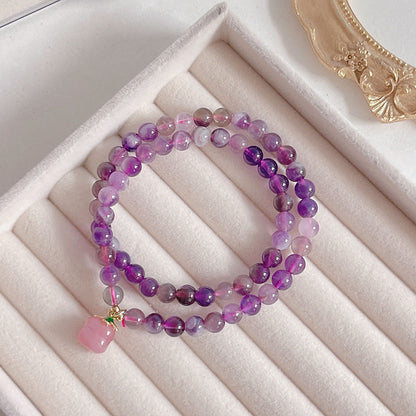 Amethyst Multi-loop Bracelet White Jade Persimmon Pendant Lucky Feng Shui Accessories