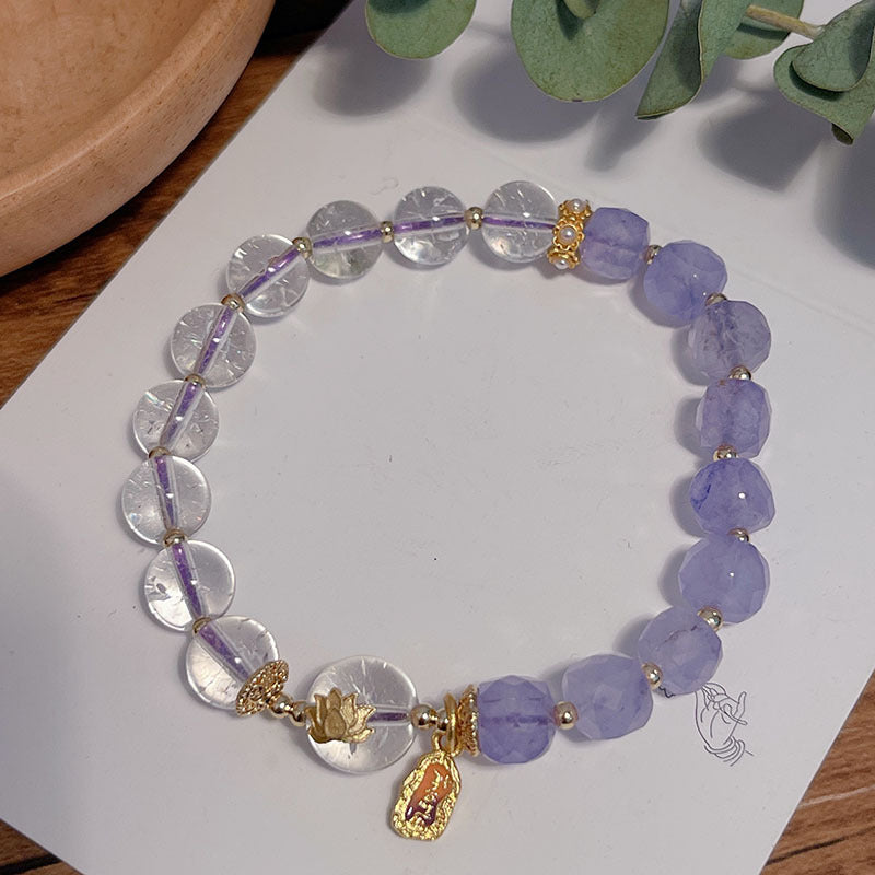 Double Luck Amethyst White Crystal Bracelet