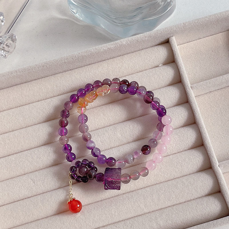 Nine Purple Fire Bracelet Aurora Luminous Glass Cube Crystal Bracelet